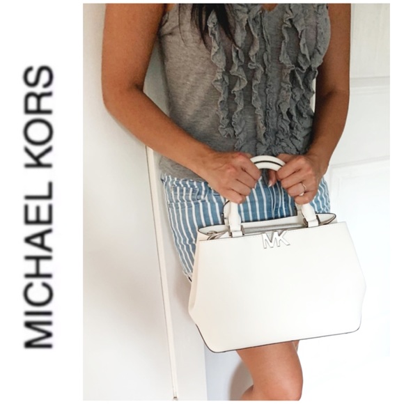 NWT authentic MK leather Florence satchel white - Picture 3 of 6